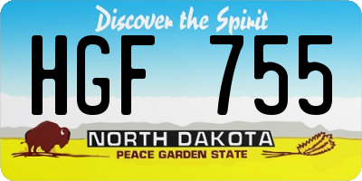 ND license plate HGF755