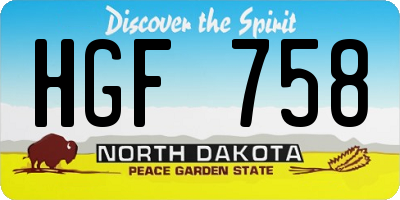 ND license plate HGF758