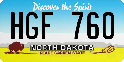 ND license plate HGF760