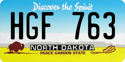 ND license plate HGF763