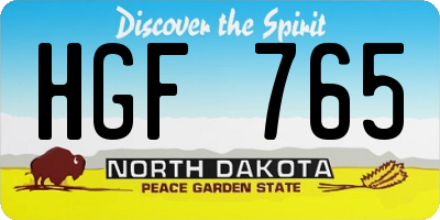 ND license plate HGF765