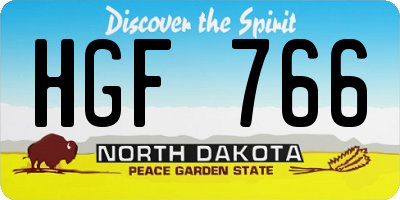 ND license plate HGF766