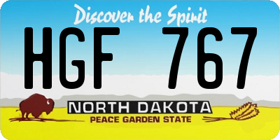ND license plate HGF767