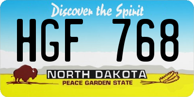 ND license plate HGF768