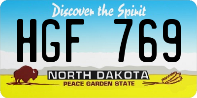 ND license plate HGF769
