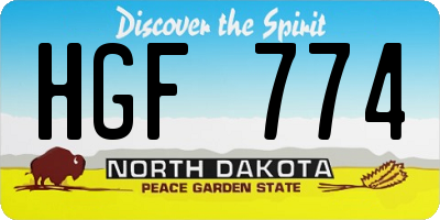 ND license plate HGF774