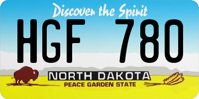 ND license plate HGF780