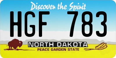 ND license plate HGF783