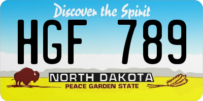 ND license plate HGF789