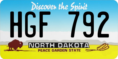ND license plate HGF792