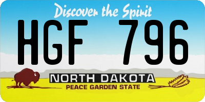 ND license plate HGF796