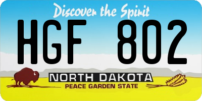 ND license plate HGF802