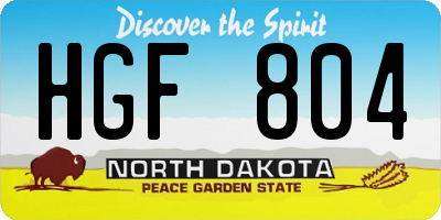 ND license plate HGF804