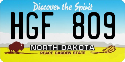 ND license plate HGF809
