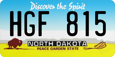 ND license plate HGF815