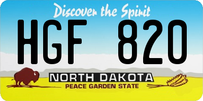 ND license plate HGF820