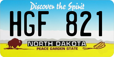ND license plate HGF821