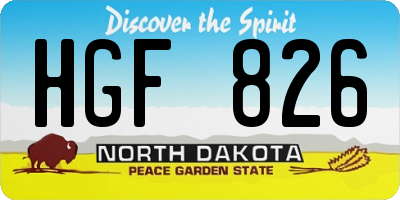ND license plate HGF826