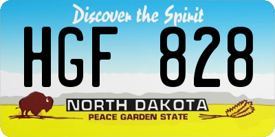 ND license plate HGF828