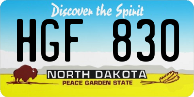 ND license plate HGF830
