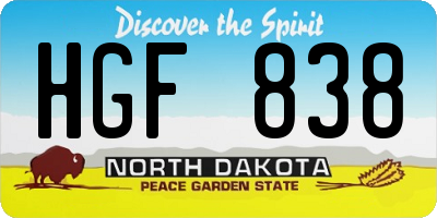 ND license plate HGF838