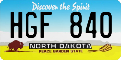 ND license plate HGF840