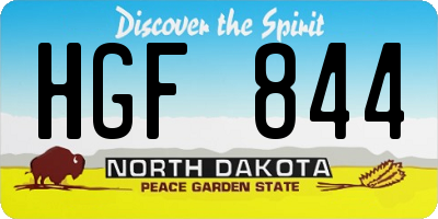 ND license plate HGF844