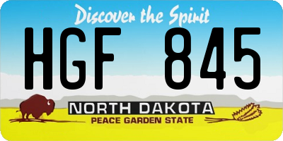ND license plate HGF845