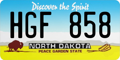 ND license plate HGF858