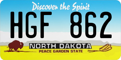 ND license plate HGF862