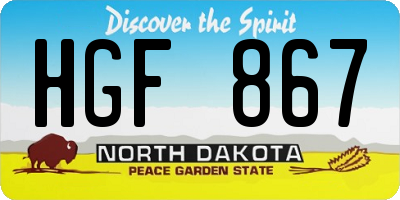 ND license plate HGF867