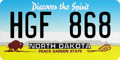 ND license plate HGF868