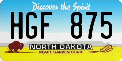 ND license plate HGF875