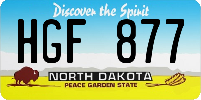 ND license plate HGF877