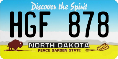 ND license plate HGF878