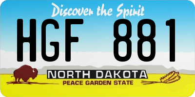 ND license plate HGF881