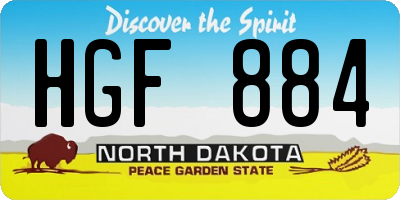 ND license plate HGF884