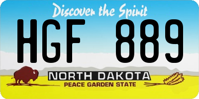 ND license plate HGF889