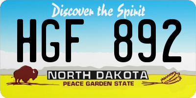 ND license plate HGF892