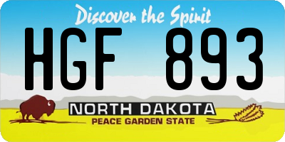 ND license plate HGF893