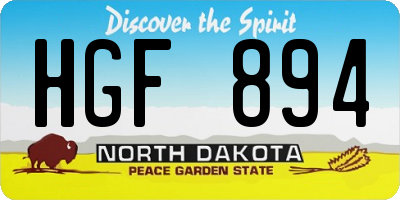 ND license plate HGF894