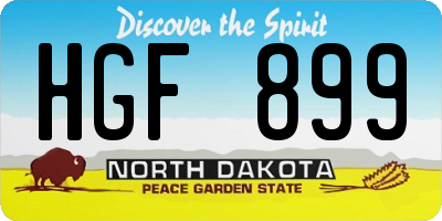 ND license plate HGF899
