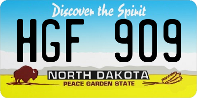 ND license plate HGF909