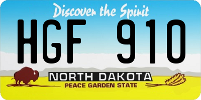 ND license plate HGF910
