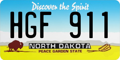 ND license plate HGF911