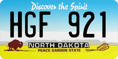 ND license plate HGF921