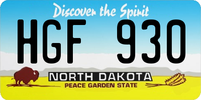 ND license plate HGF930