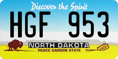 ND license plate HGF953