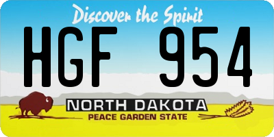 ND license plate HGF954