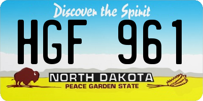 ND license plate HGF961